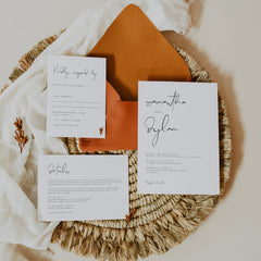 Modern Wedding Invitation suite with modern calligraphy