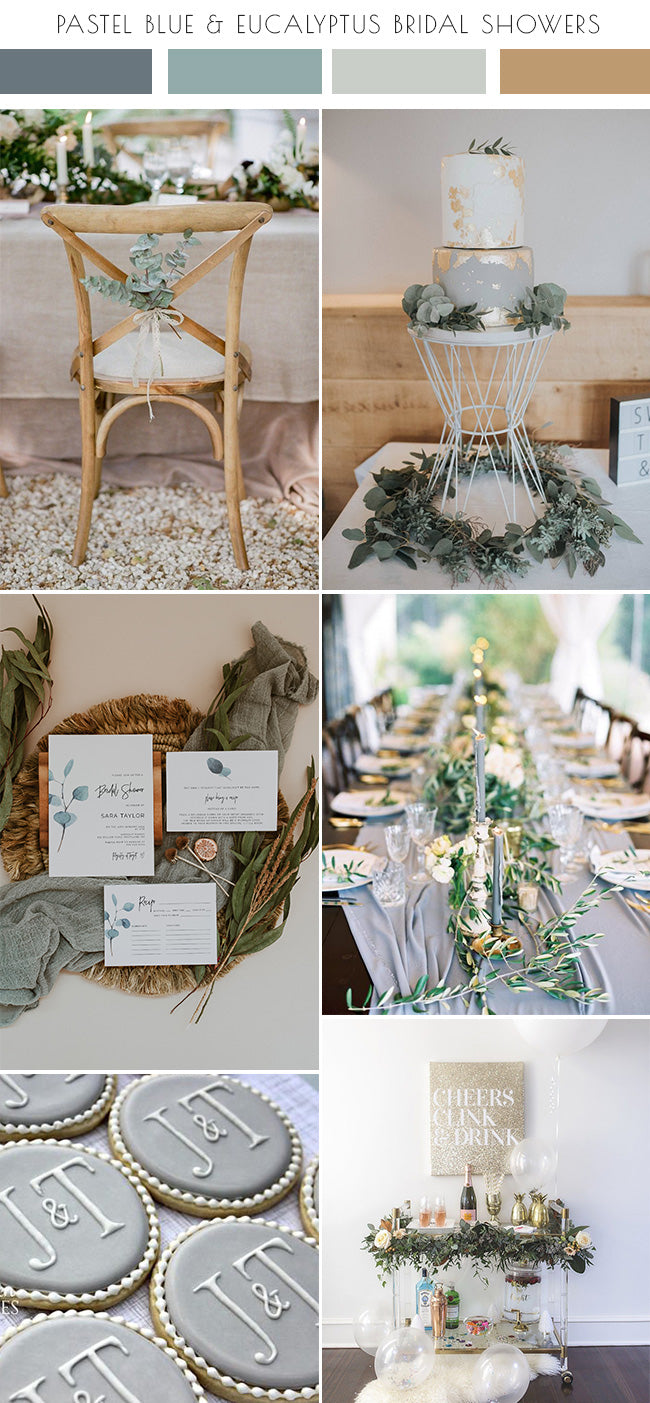 Pastel Blue and Eucalyptus Inspired Bridal Shower Colour Palette Inspiration