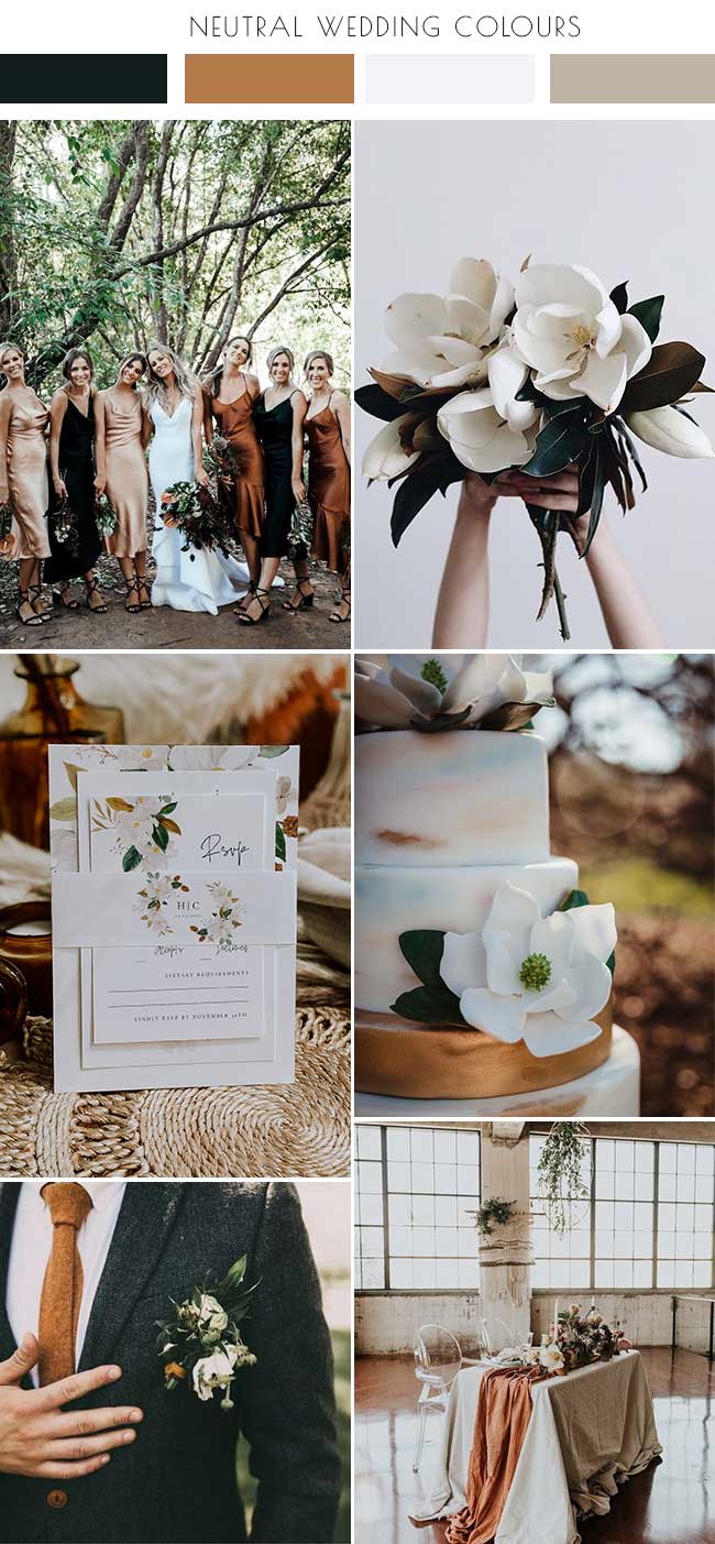 Rustic Magnolia Blooms Neutral Wedding colour palette