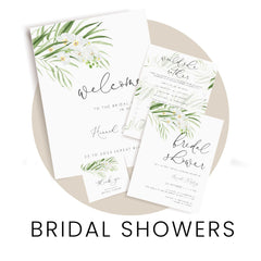 Shop bridal shower invitations, signs, decor and other stationery