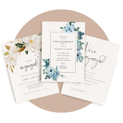Shop engagement party invitations, decor, menus and other stationery