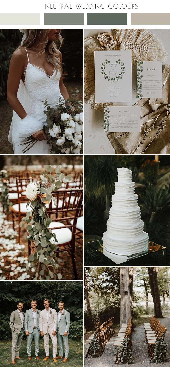 green, gray, natural tones wedding colour palette