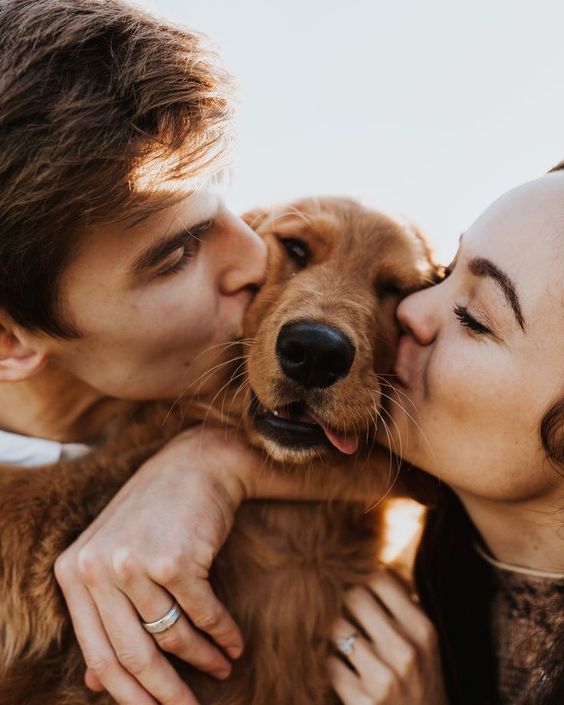 Engagement shoot with pet photo