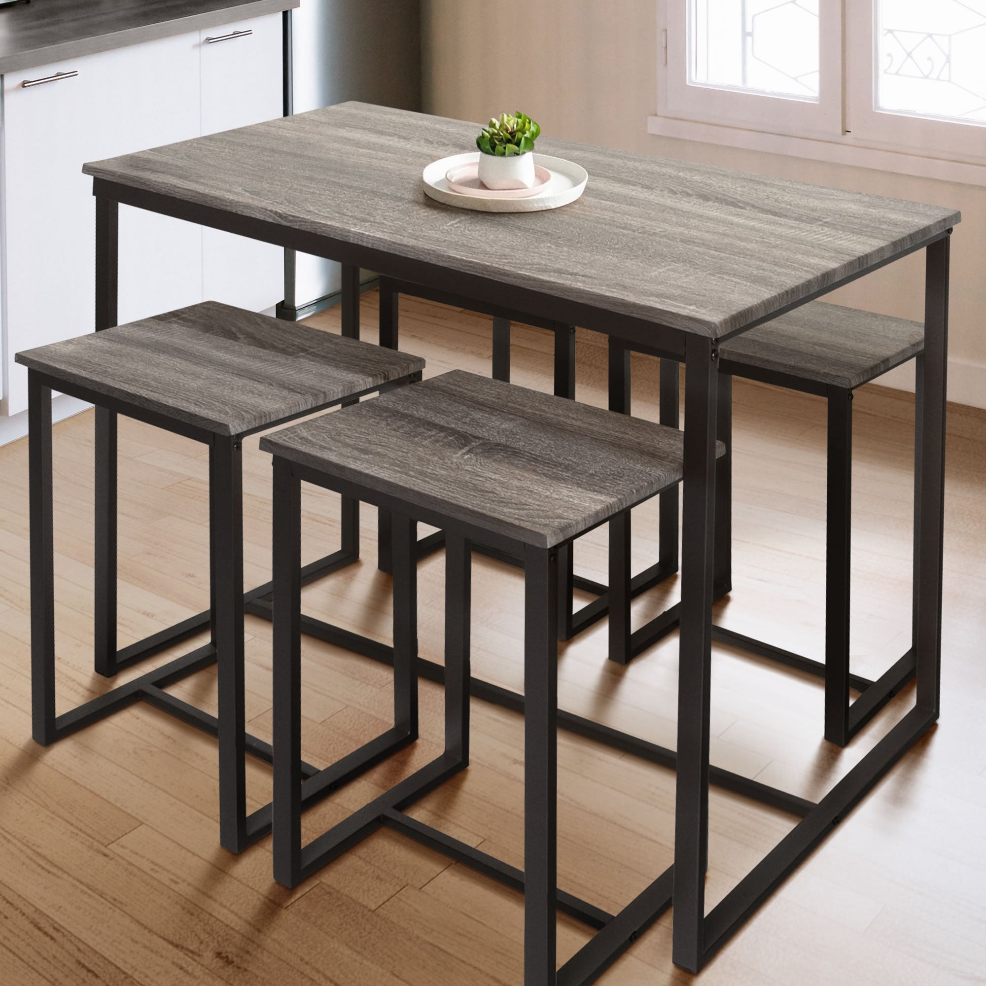 Zenvida 5 Piece Bistro Pub Table Set With 4 Stools Roadbikeoutlet