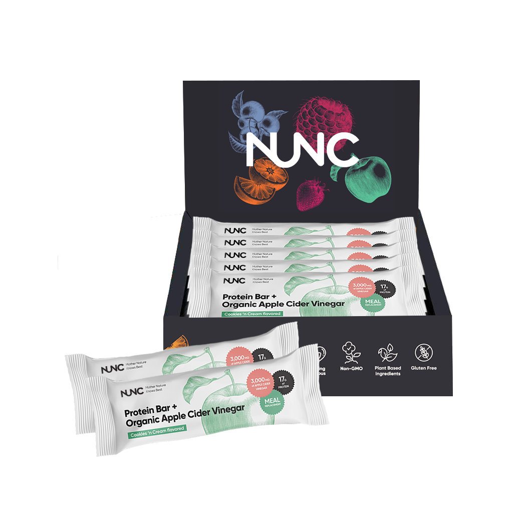 NUNC - Apple Cider Vinegar Protein + Meal Replacement Bar - 12 Bars.