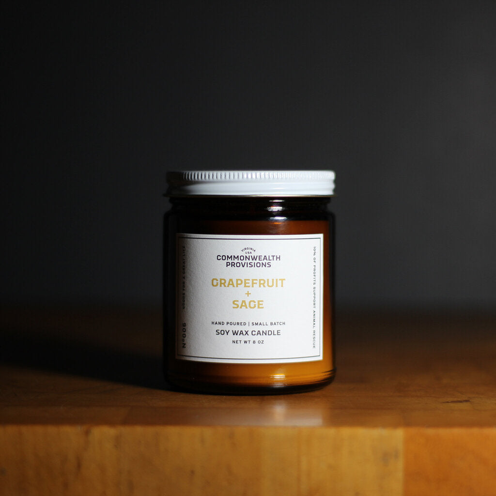 Soy Wax Candle - Grapefruit + Sage