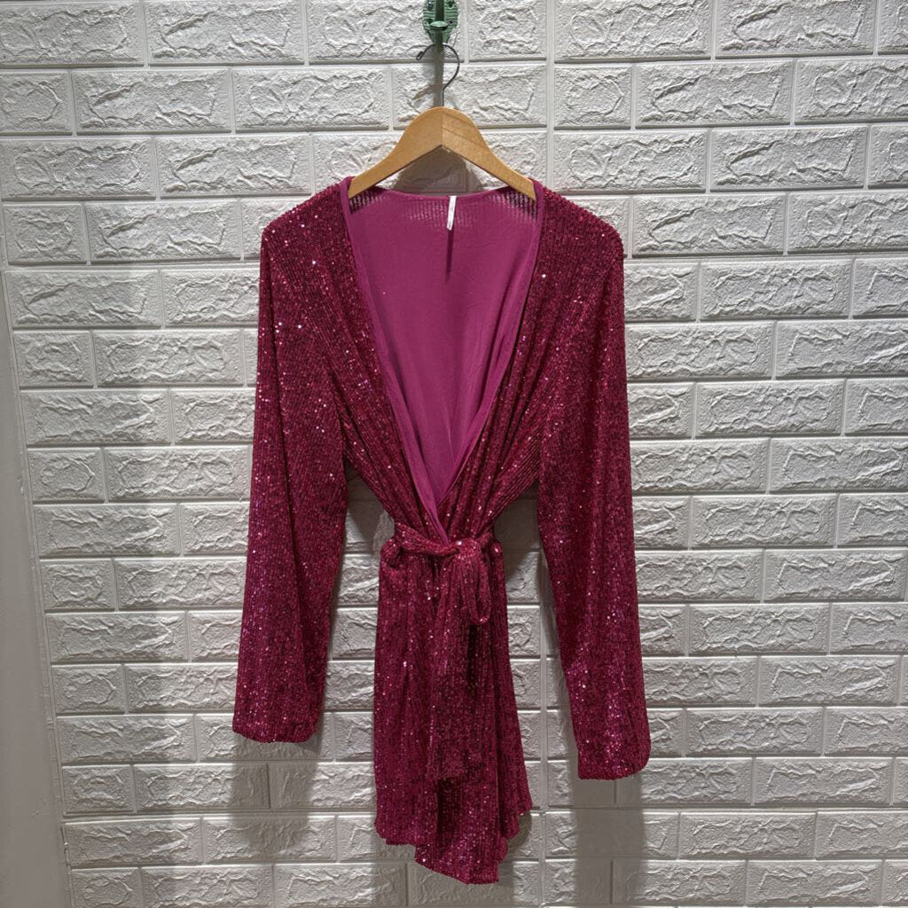 Sequin Long Sleeve Wrap Long Sleeve Romper