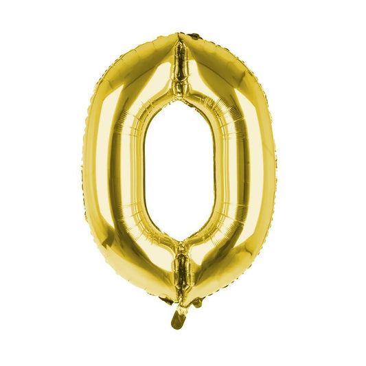 Ballon numéro d'or 0 année avec standard 76cm - Partywinkel