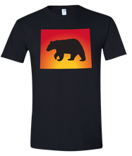 Load image into Gallery viewer, Short Sleeve T-Shirt Wyoming Black Black Bear Vibrant Design High Quality Tight Knit Ring Spun Low Maintenance Cotton Printed With The Newest Available Color Transfer Technology