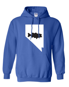 Pullover Hooded Sweatshirt Nevada Royal Large Mouth Bass Vibrant Design High Quality Tight Knit Ring Spun Low Maintenance Cotton Printed With The Newest Available Color Transfer Technology