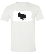 Load image into Gallery viewer, Short Sleeve T-Shirt Pennsylvania White Turkey Vibrant Design High Quality Tight Knit Ring Spun Low Maintenance Cotton Printed With The Newest Available Color Transfer Technology