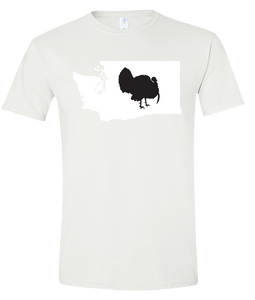 Short Sleeve T-Shirt Washington White Turkey Vibrant Design High Quality Tight Knit Ring Spun Low Maintenance Cotton Printed With The Newest Available Color Transfer Technology