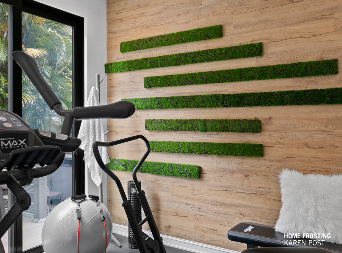Green moss strips in exercise room.