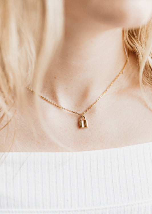 Tiny Lock Padlock Charm Necklace