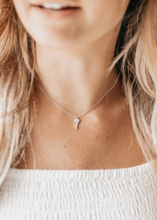 Tiny Key Charm Pendant Necklace