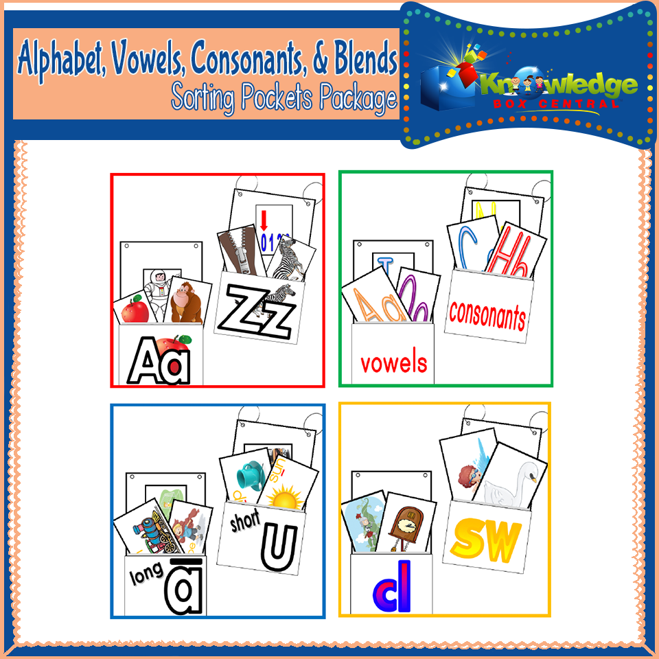 Alphabet Vowels Consonants Blends Sorting Pockets Package Knowledge Box Central