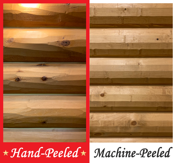 hand peeled machine peeled log texture