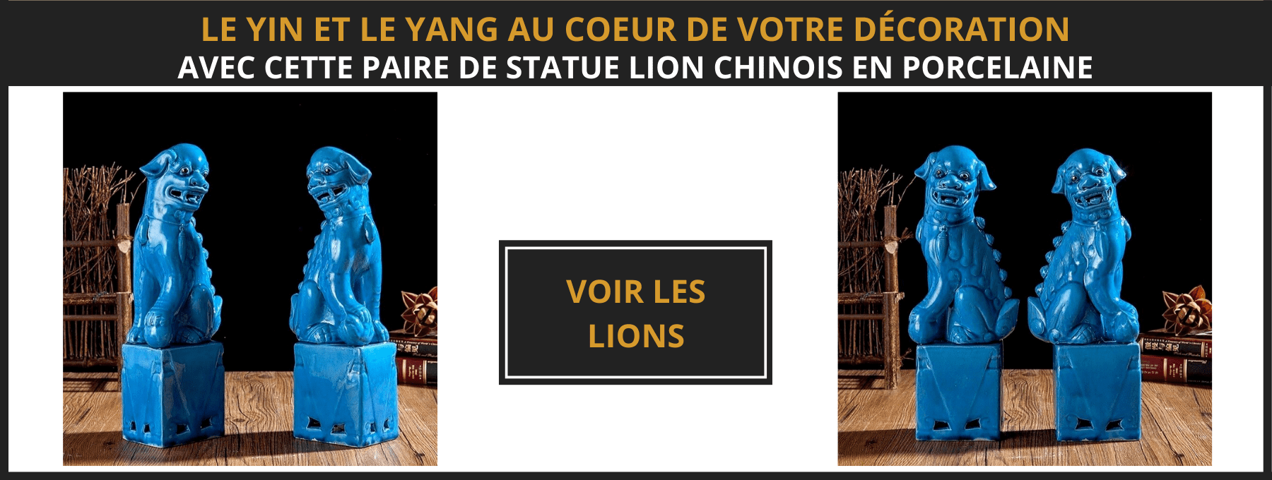 Statue lion chinois porcelaine