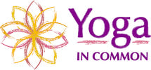 Yoga in Commond logo flower with yellow and purple done in a chalk like appearence