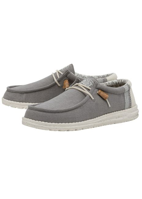 Hey Dude Wally Break Stitch Linen Natural Mens Summer Shoe Navy – Schoose