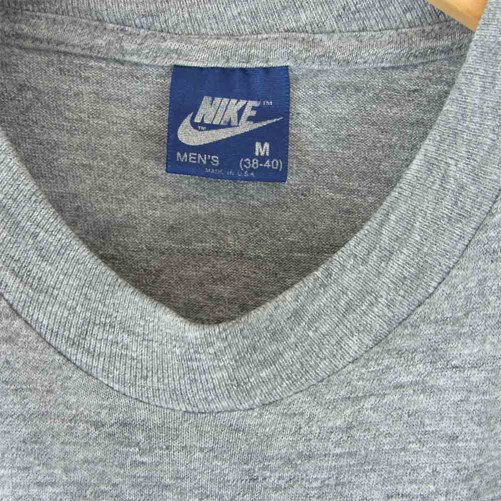 NIKE ナイキ 80s USA製 紺タグ ロゴ プリント 霜降り Tシャツ グレー系