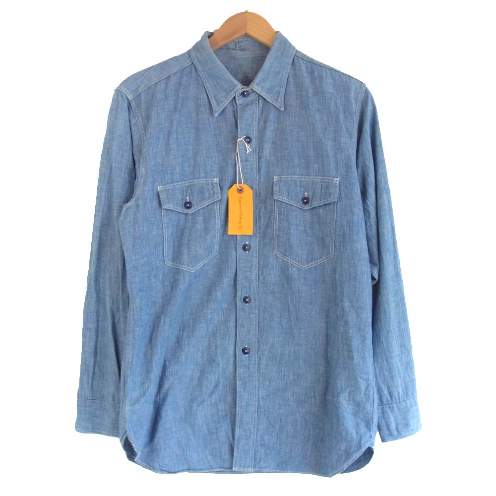 AT LAST アットラスト m-chambray シャンブレー ワークシャツ インディゴブルー系 15【美品】【中古】