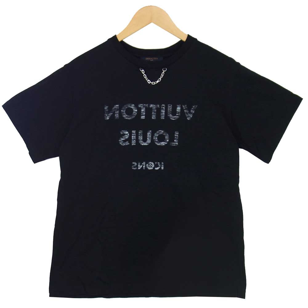 LOUIS VUITTON ルイ・ヴィトン 20SS 国内正規品 ICONS チェーン 反転 ロゴ Tシャツ ブラック系 XL【中古】