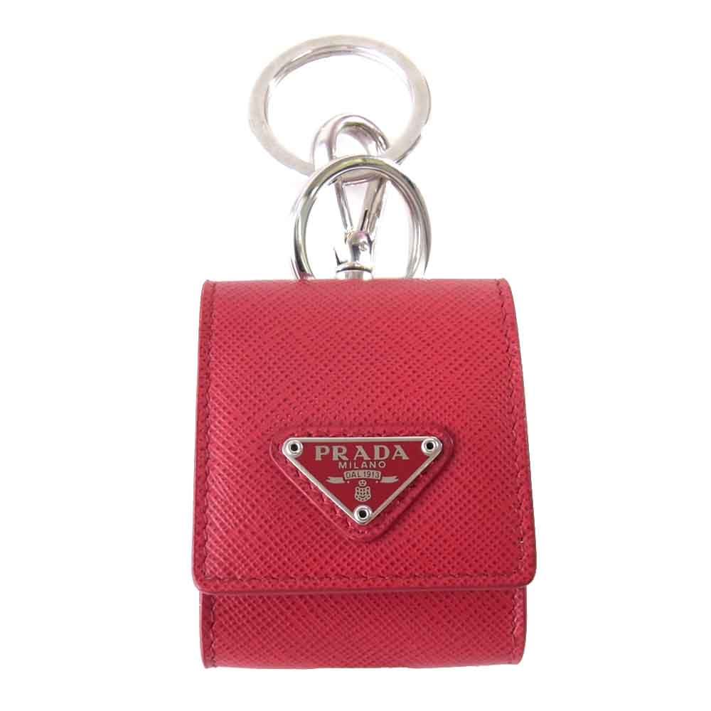 PRADA プラダ 2TT106 サフィアーノ レザー トリック イヤホンホルダー レッド系【中古】