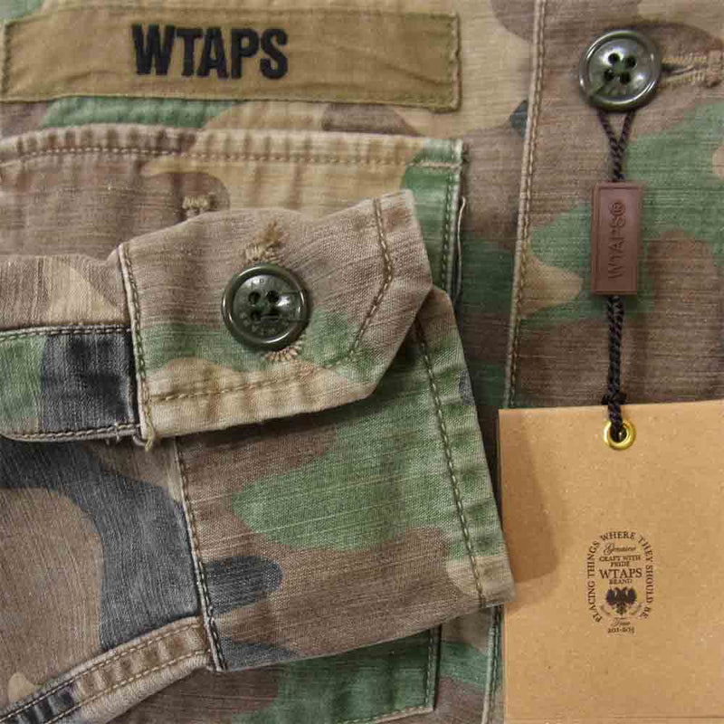 WTAPS ダブルタップス 151GWDT-SHM15 BUDS L/S 02 SHIRTS 長袖 カモフラ シャツ カーキ系 M【中古】