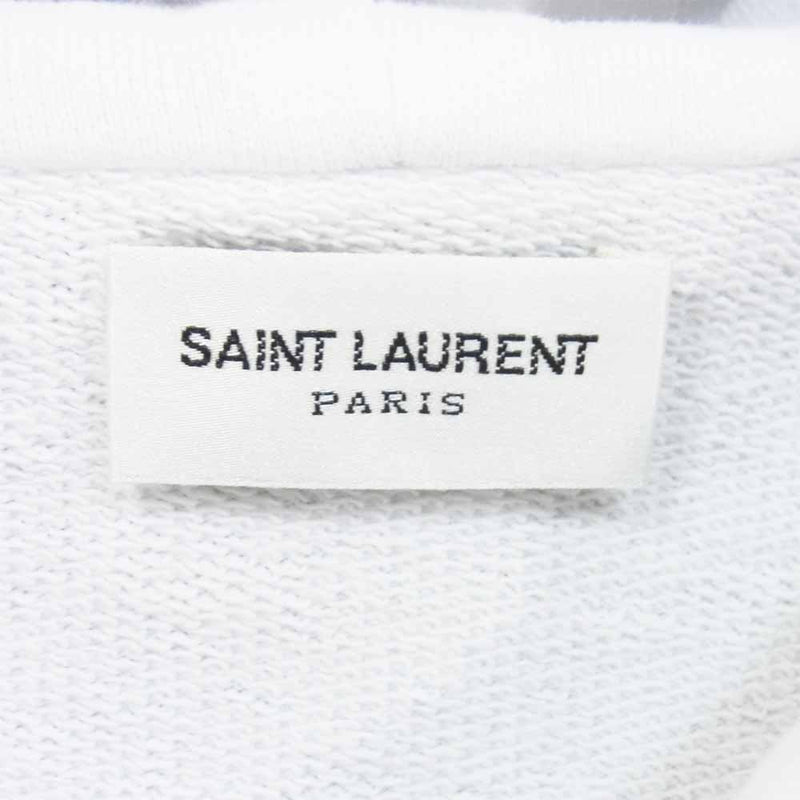 SAINT LAURENT サンローラン 464581 YB2PG シグニチャー クロップ ロゴプリント パーカー ホワイト系 L【美品】【中古】