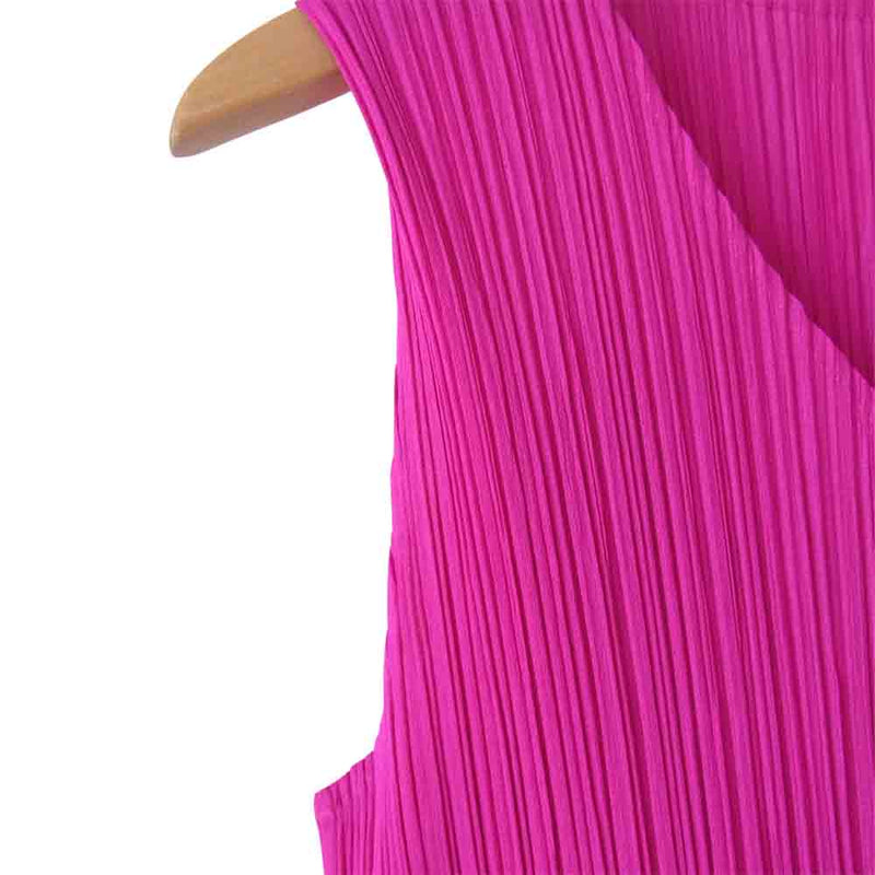 PLEATS PLEASE プリーツプリーズ PP13-JH610 ISSEY MIYAKE イッセイミヤケ プリーツ加工 マキシ丈 ノースリーブ  ワンピース ネオンピンク ピンク系 2【美品】【中古】