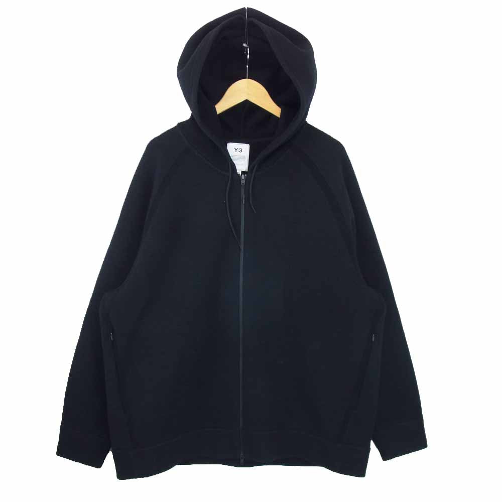 Yohji Yamamoto ヨウジヤマモト GK4563 Y-3 ワイスリー M CLASSIC WINTER KNIT HOODED  FULL-ZIP HOODIE クラシック ウィンター ニット ジップ パーカー ブラック系 2XL【極上美品】【中古】