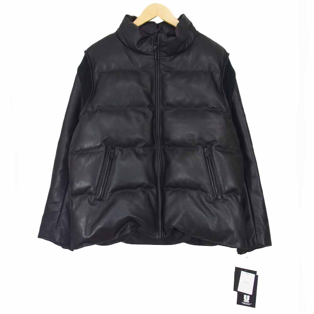 UNDERCOVER アンダーカバー UCZ9209 FRAGMENT フラグメント 30th Anniversary Leather sleeve  down jacket レザー スリーブ ダウン ジャケット ブラック系 2【美品】【中古】