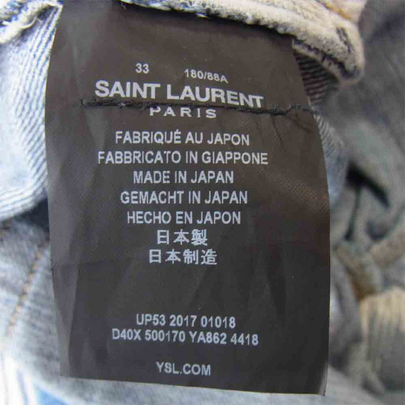 SAINT LAURENT サンローラン 500170 YA862 国内正規品 日本製 classic straight クラシック ストレート  デニム パンツ インディゴブルー系 33【中古】