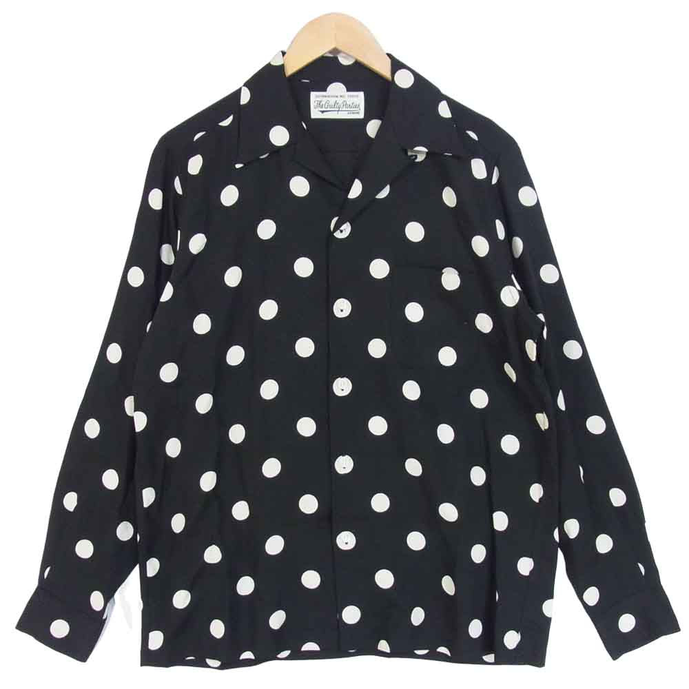 WACKO MARIA ワコマリア 20AW DOTS OPEN COLLAR SHIRT ドット オープン カラー 開襟 長袖 シャツ ブラック系  M【美品】【中古】