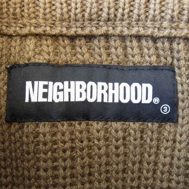 NEIGHBORHOOD ネイバーフッド 21SS 211FUNH-KNM01 SAVAGE . CREW / CA-KNIT LS ダメージ加工  ホール デザイン オーバーサイズ クルーネック ニット カーキ系 M【新古品】【未使用】【中古】