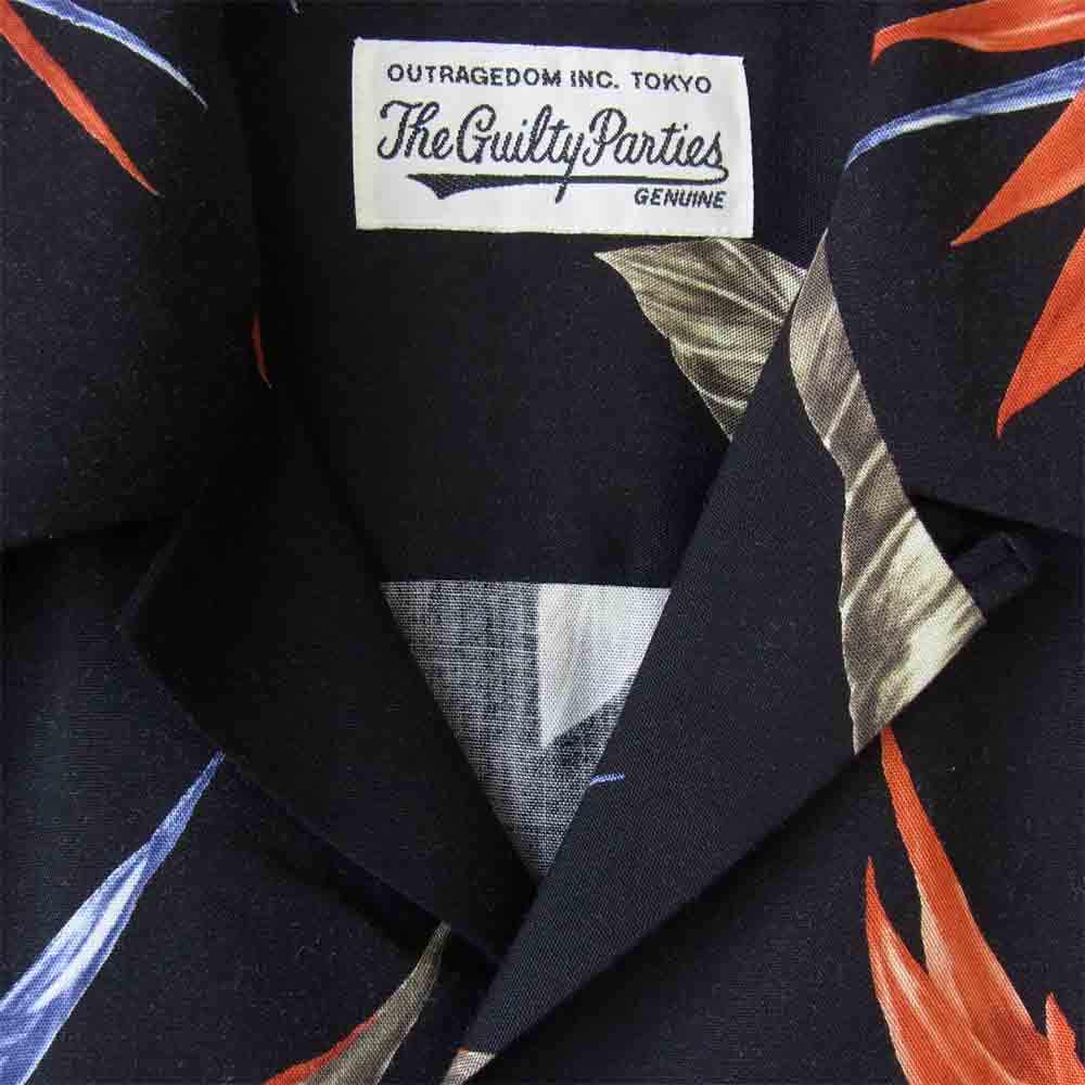 WACKO MARIA ワコマリア 18SS BIRD OF PARADISE S/S HAWAIIAN SHIRT 極楽鳥 ハワイアン シャツ  ブラック系 M【中古】