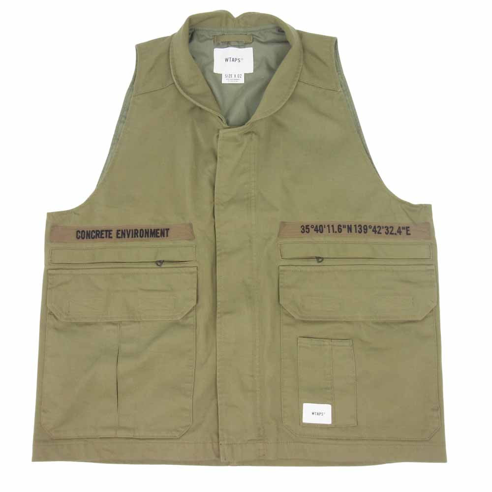 WTAPS ダブルタップス 21SS 211BRDT-JKM03 REP VEST ジップ ベスト カーキ系 X02【中古】