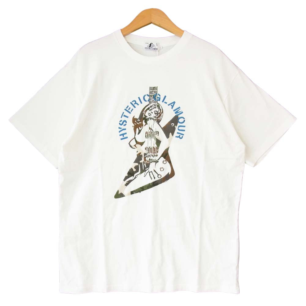 ヒステリックグラマー GUITAR GIRL オーバーサイズTシャツ WHITE