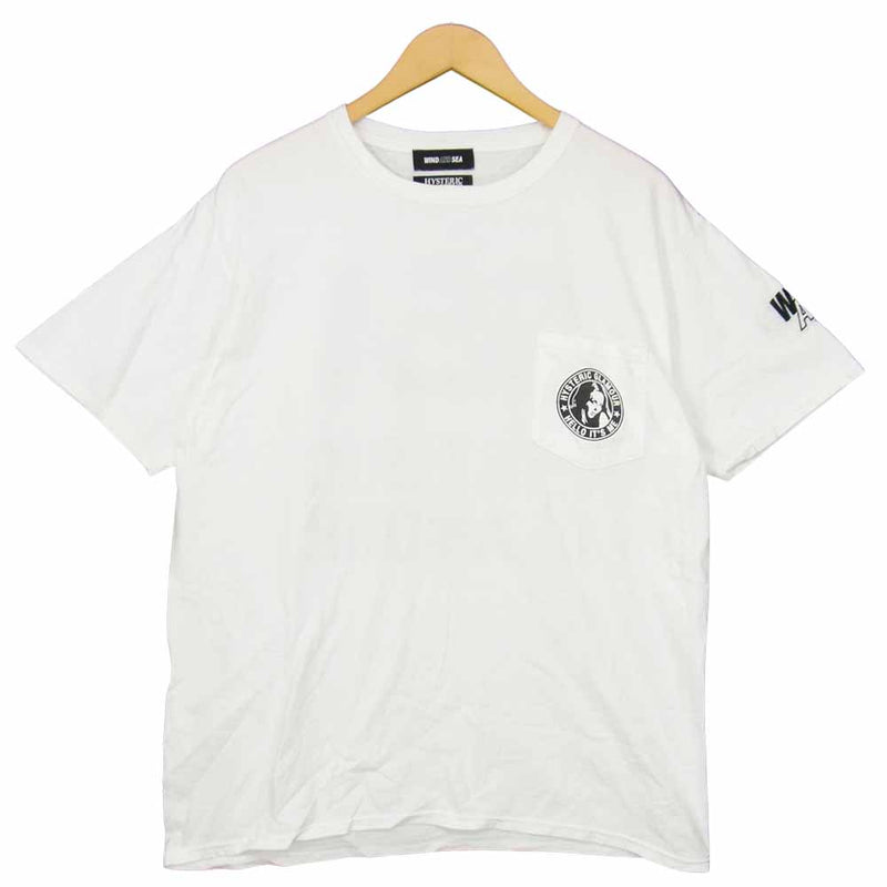 HYSTERIC GLAMOUR ヒステリックグラマー WIND AND SEA ウィンダンシー ポケット Tシャツ ホワイト系 L【中古