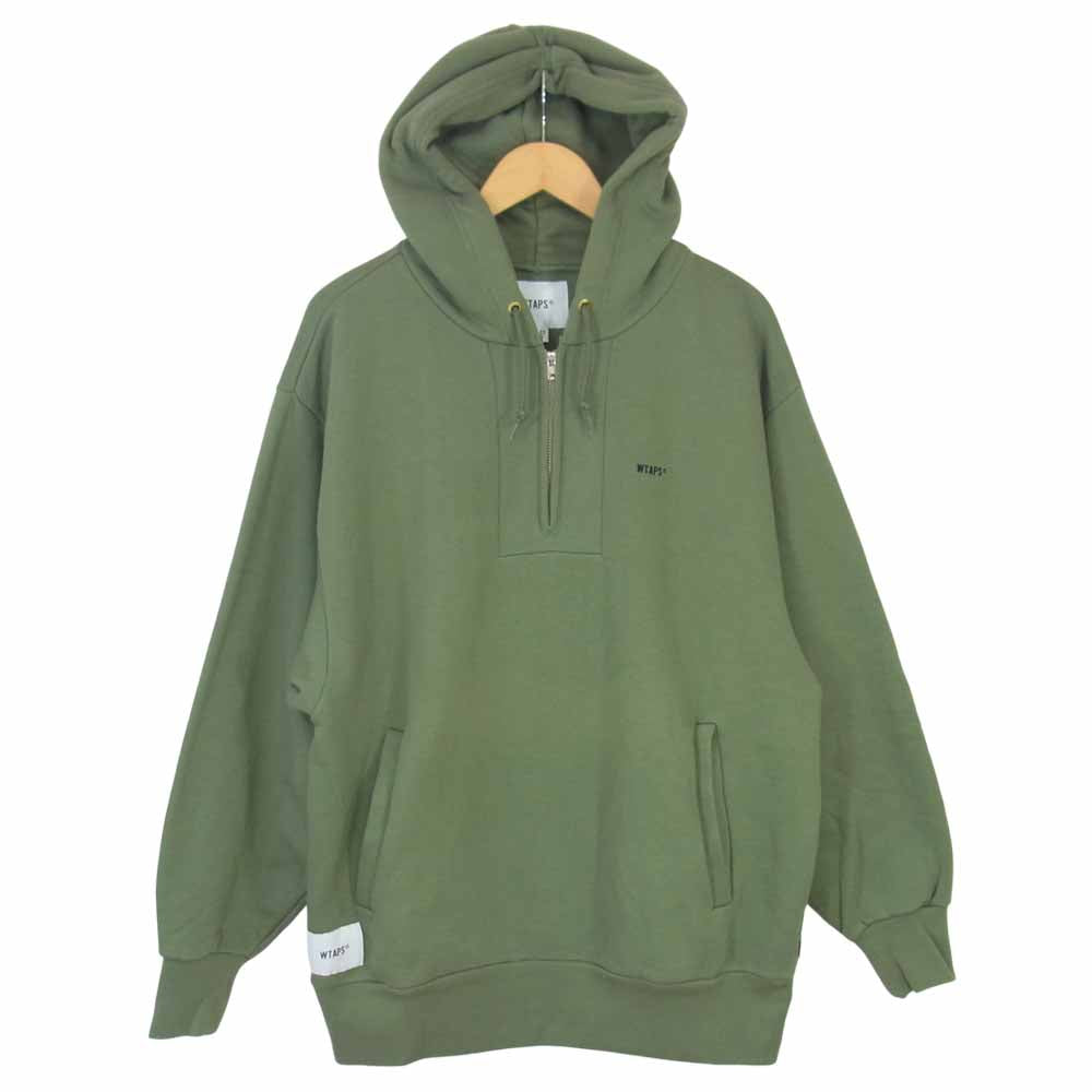 WTAPS ダブルタップス OUTRIGGER 02 SWEATSHIRT スウェット パーカー ハーフ ジップ グリーン系 03【中古】