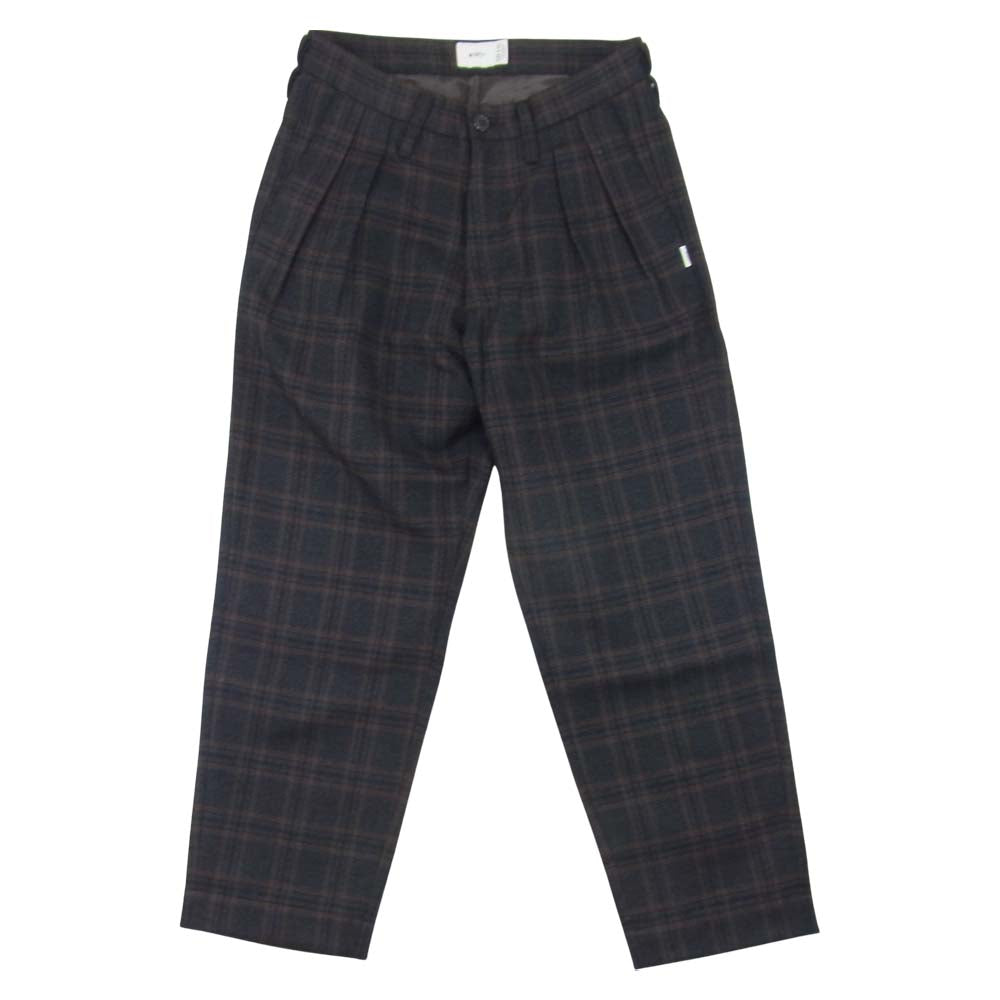 WTAPS ダブルタップス 202TQOT-PTM06 TUCK TROUSERS WOOL TWEED TEXTILE ウール ツイード ダック  パンツ ネイビー系 S【中古】