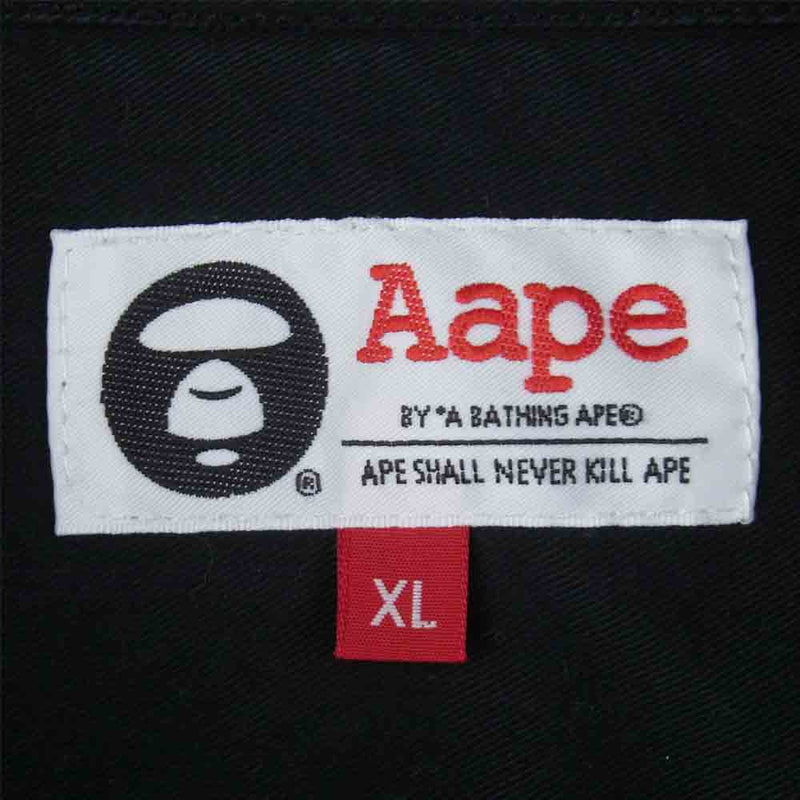 A BATHING APE アベイシングエイプ AST8079 ワッペン 長袖 シャツ コットン 中国製 ブラック系 XL【中古】