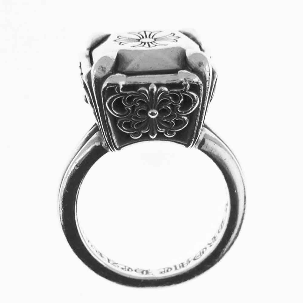 CHROME HEARTS クロムハーツ CHプラス カクテルリング ラバーリング ブラック 14号