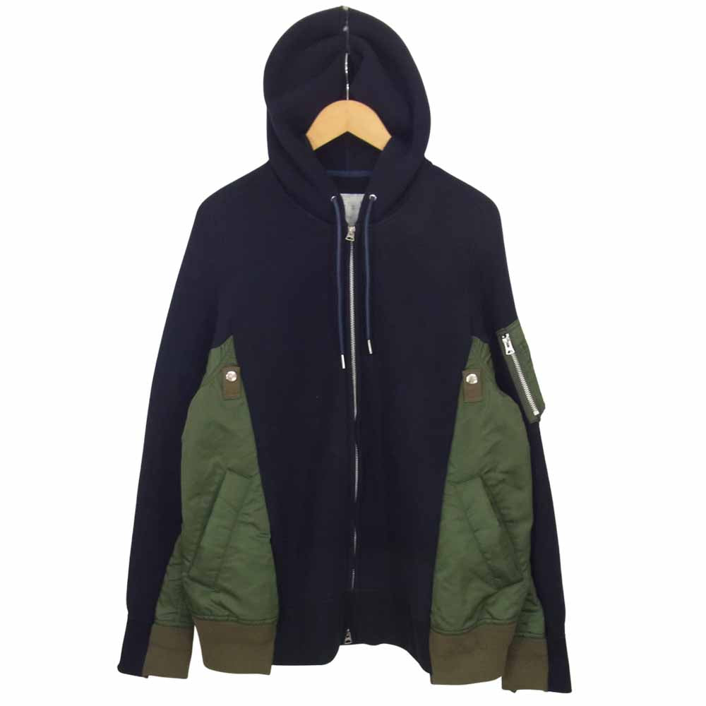 Sacai サカイ 20AW SCM-036 Sponge Sweat MA-1 Zip Hoodie ドッキング