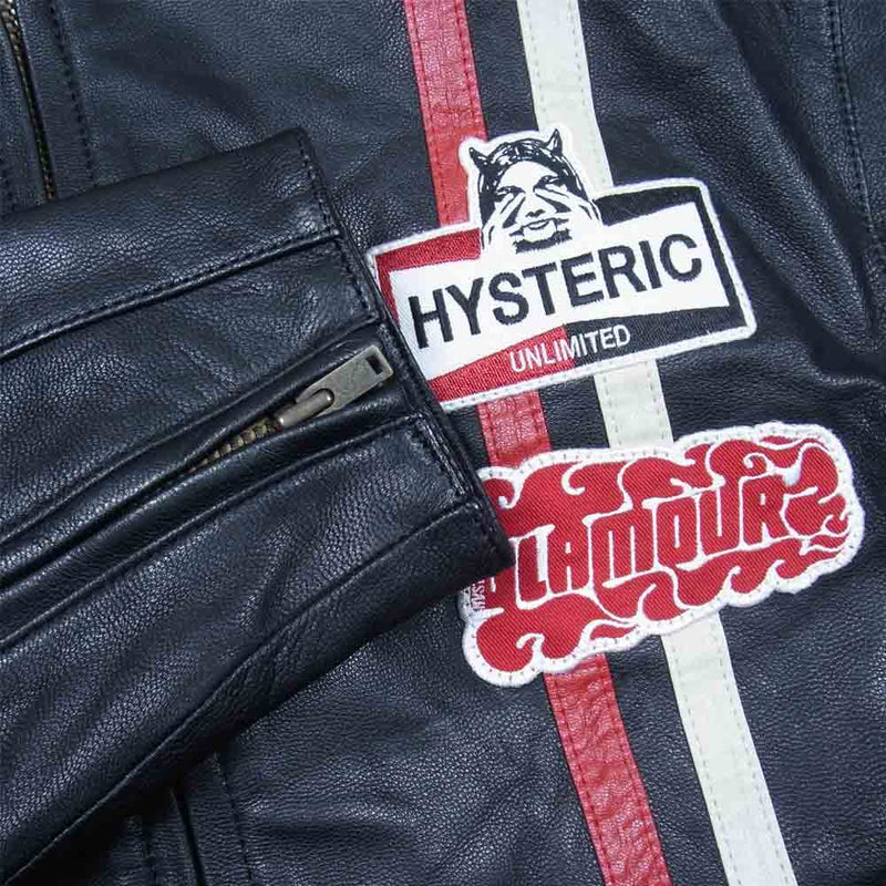 HYSTERIC GLAMOUR ヒステリックグラマー 02213LB02 ゴートレザー シングル ライダース ジャケット ブラック系  S【新古品】【未使用】【中古】