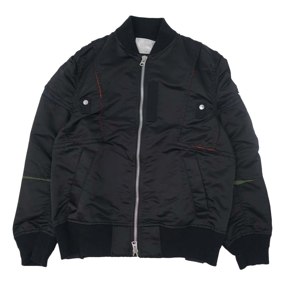 Sacai サカイ 21AW 21-02581M Nylon Twill Blouson ナイロンツイル MA-1 ブルゾン ブラック系  3【美品】【中古】