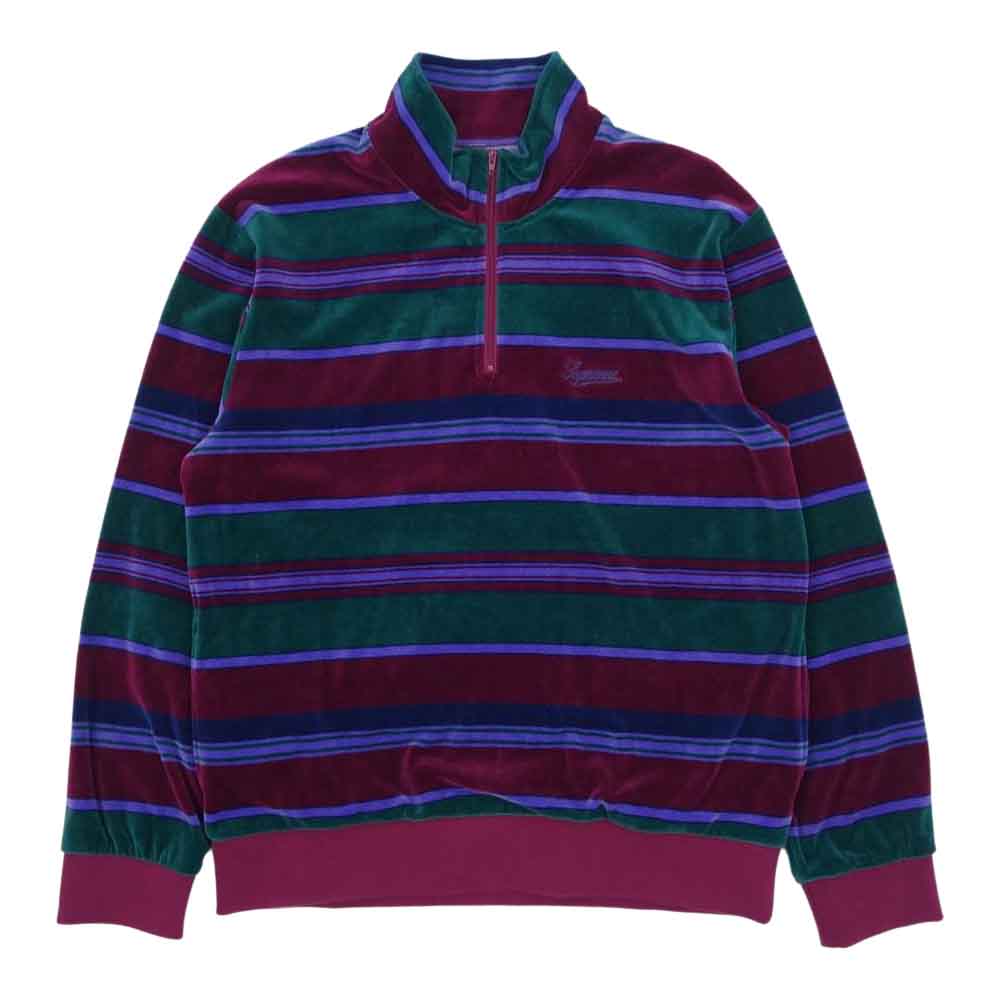 Supreme シュプリーム 20AW stripe velour half zip Pullover ベロア