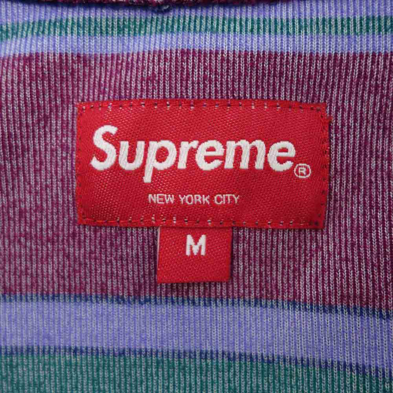 Supreme シュプリーム 20AW stripe velour half zip Pullover ベロア ボーダー ハーフジップ プルオーバー  スウェット マルチカラー系 M【中古】