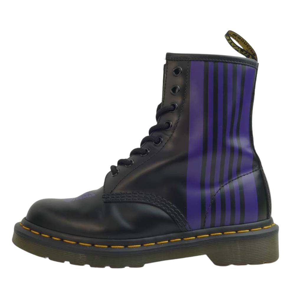 Dr.Martens ドクターマーチン × NEEDLES SPECIAL 8 HOLES STRIPE BOOT ニードルズ 8ホール ストライプ  ブーツ ブラック系 UK4【中古】